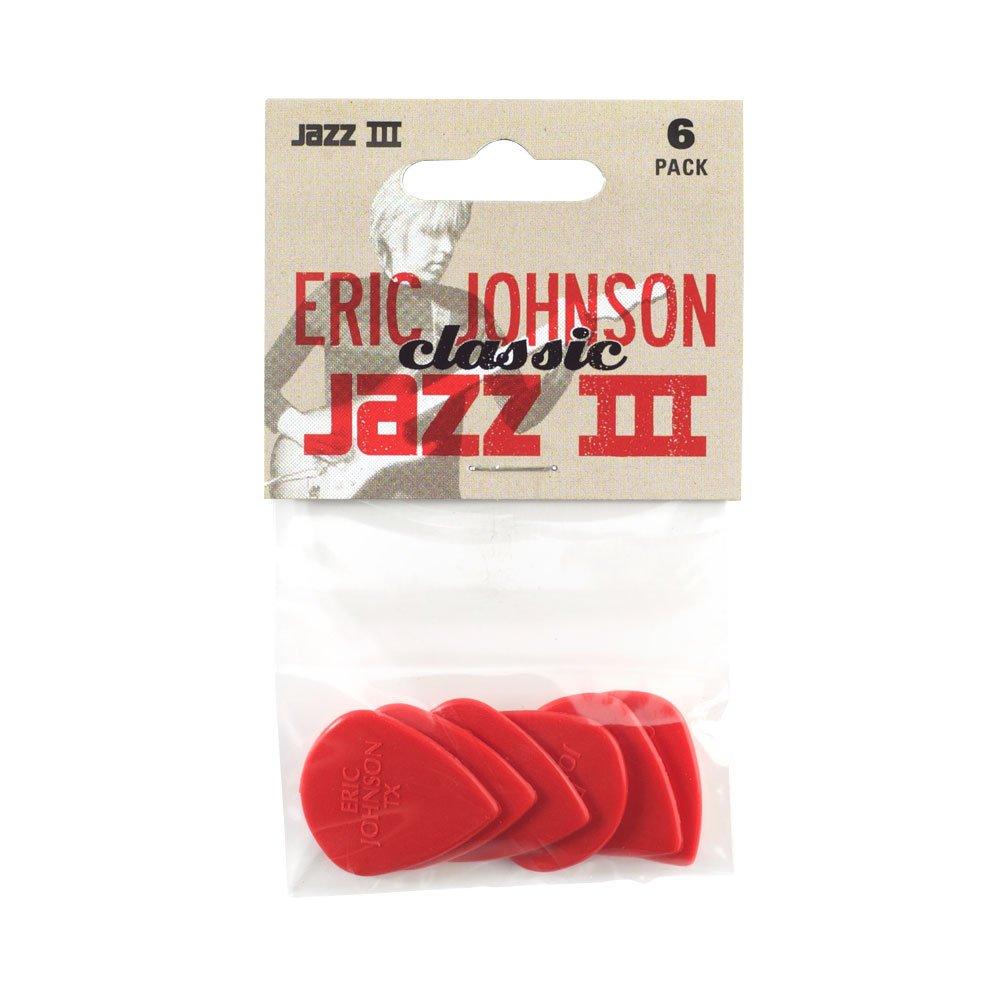 Dunlop 47PEJ3N Eric Johnson Classic Jazz III, Red, 1.38mm, 6/Player's Pack