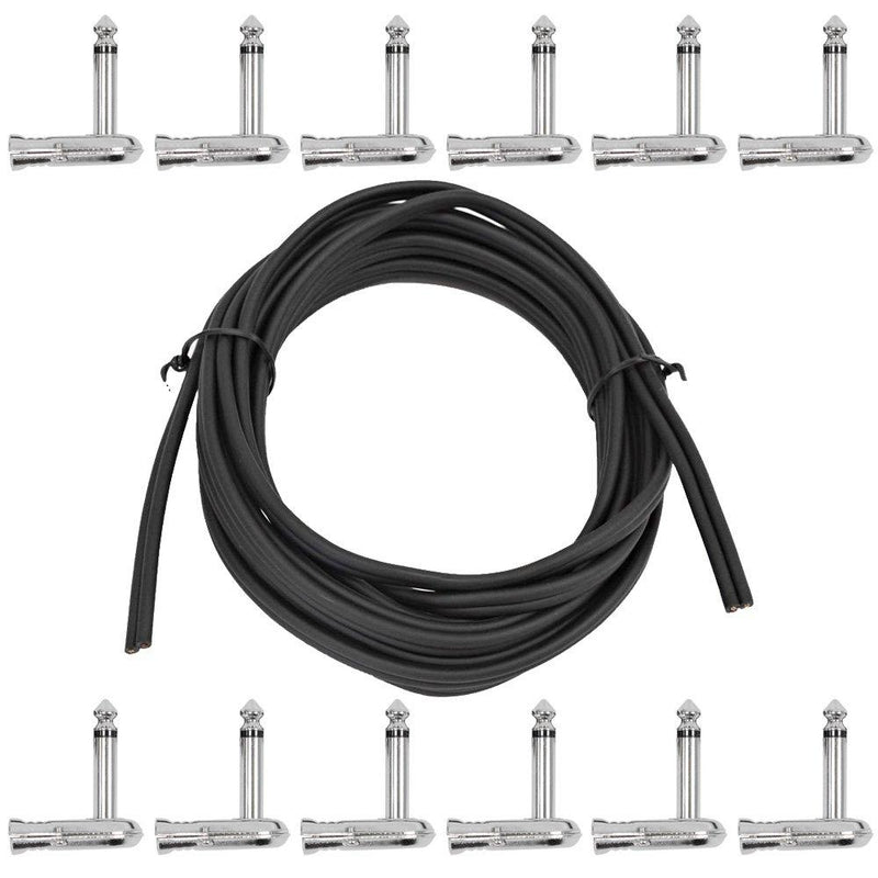 [AUSTRALIA] - Seismic Audio - SAPT205 - Pedal Board Cable Kit - 15 Foot Cable with 12 Low Profile Right Angle 1/4 Inch TS Plugs 