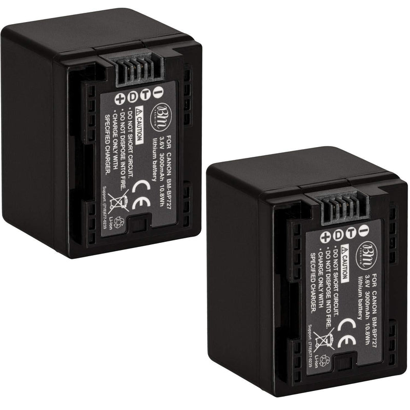 [AUSTRALIA] - BM Premium Fully Decoded Pack of 2 BP-727 Batteries for Canon Vixia HFM50, HFM52, HFM500, HFR30, HFR32, HFR300, HFR40, HFR42, HFR400, HFR50, HFR52, HFR500, HFR60, HFR62, HFR600, HF R70, HF R72, HF R700 Camcorder 
