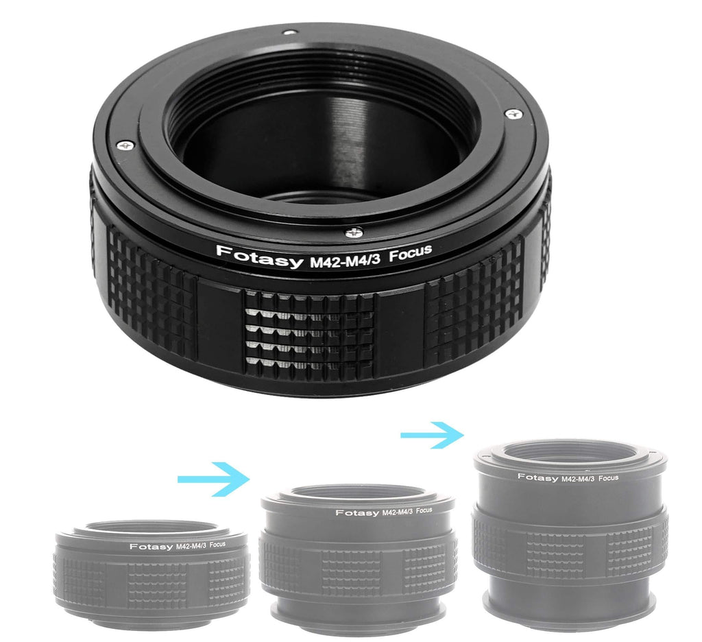 Fotasy M42 Lens to M4/3 Focusing Helicoid Adapter, MFT Mount Macro Helicoid Tube, for Olympus E-PL8 E-PL9 E-M1 E-M5 E-M10 I II III E-PM2 E-PM1 Pen-F E-M1X/ Panasonic GF8 GH5 GX7 GX8 GX9 GX85 G90 G91, MA42FH M42 lens to M43 Focusing Helicoid