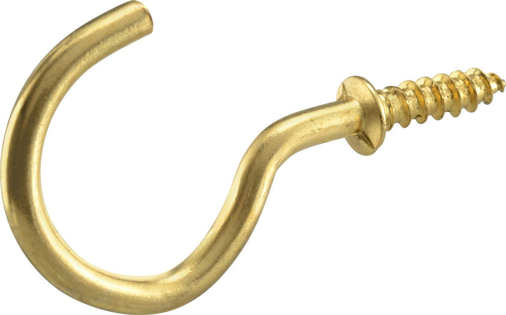 Hillman Hardware Essentials 851848 Cup Hook Brass 1/2"- 6 Pack 1/2"