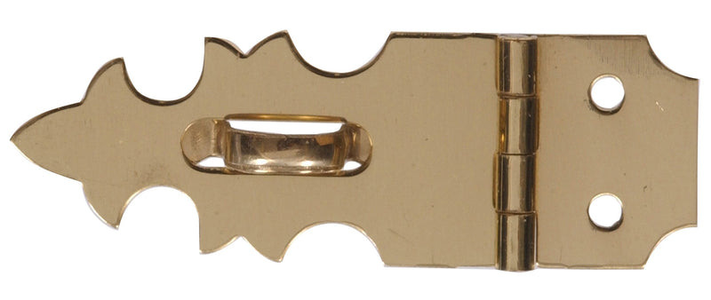 The Hillman Group 851421 5/8 x 1-7/8-Inch Solid Brass Decorative Mini Hasp, Bright, Brass Finish