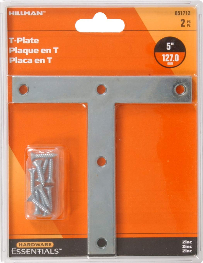 The Hillman Group 851712 5 x 5-Inch T-Plate, Zinc Plated