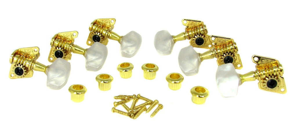 Gold Open-Gear Acoustic Guitar Tuners/Machine Heads - 6pc. 3 Left / 3 Right