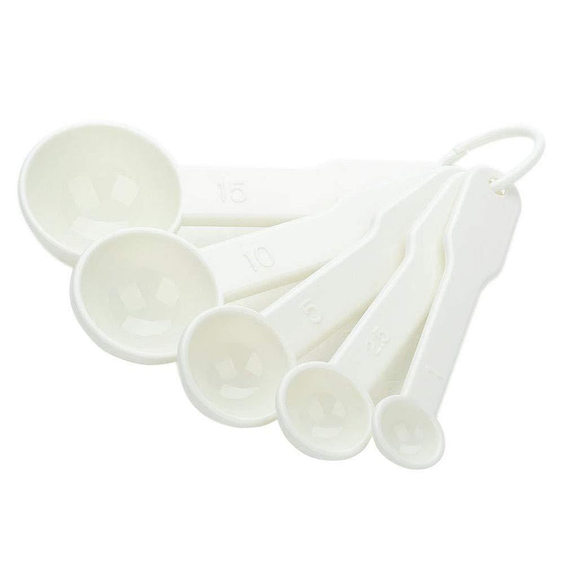 Bezall 5 in 1 White Plastic 1g 2.5g 5g 10g 15g Measuring Spoons Set Kitchen Baking Tools