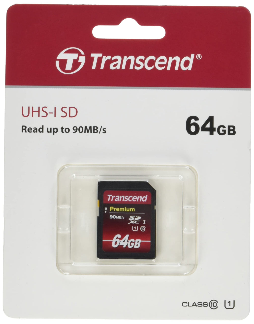 Transcend 64GB SDXC Class 10 Uhs-1 Flash Memory Card Up to 60MB/S (TS64GSDU1) Standard Packaging