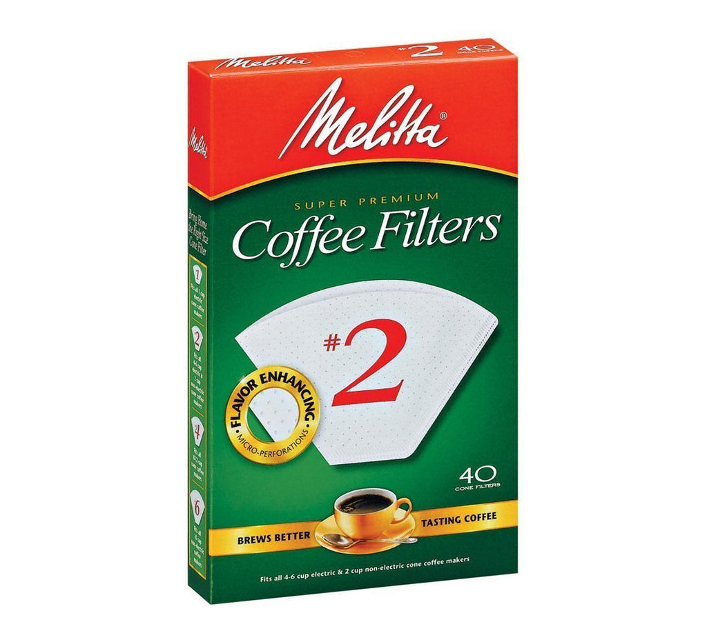 Melitta 622704 #2 White Cone Coffee Filters 40 Count