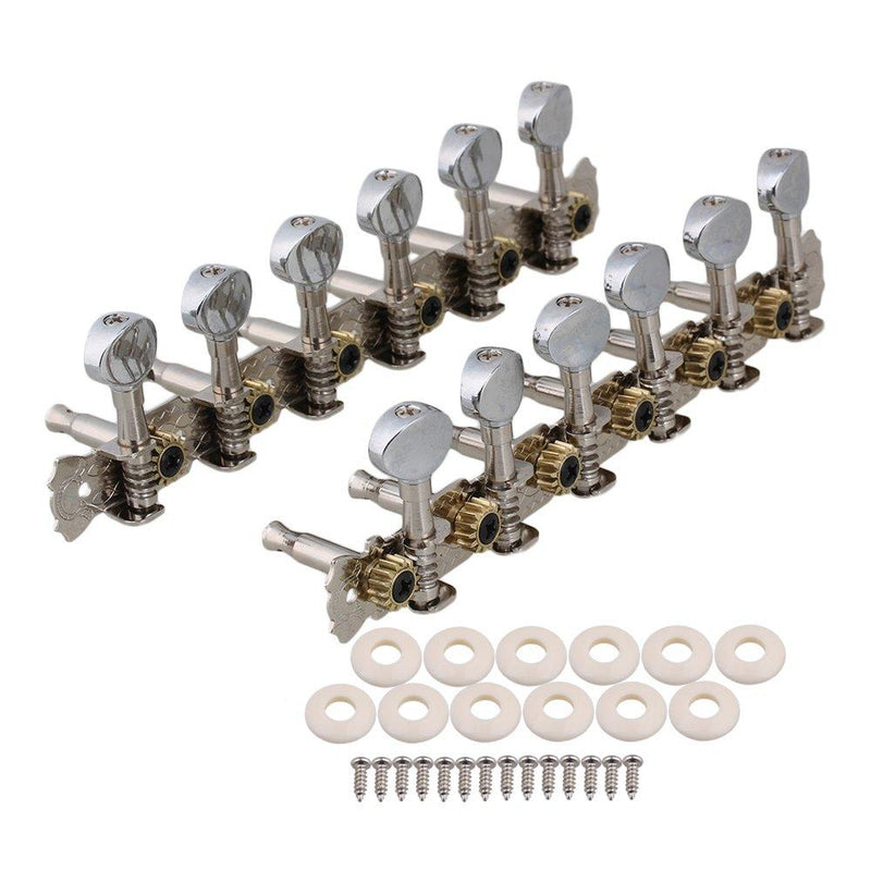 BQLZR Chrome String Acoustic Guitar Machine Heads Pack of 12 6L6R