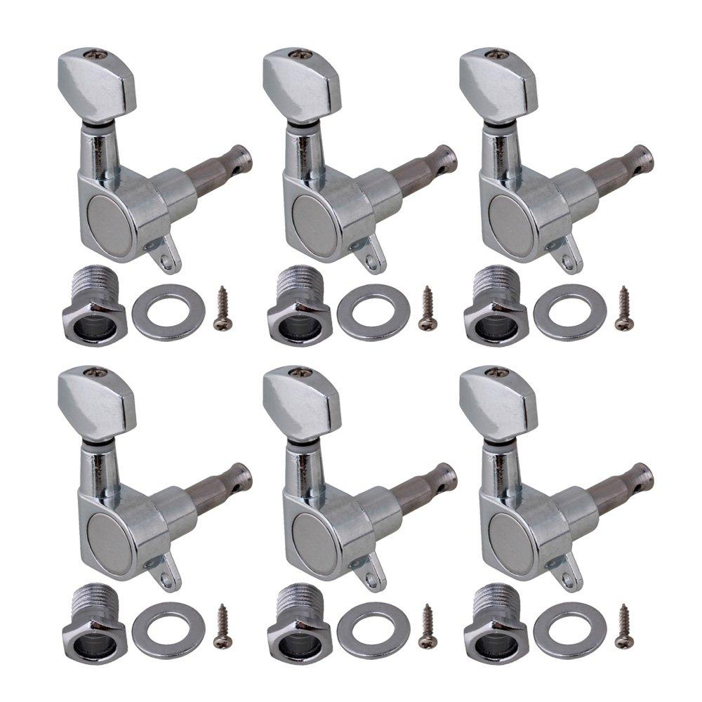 BQLZR Chrome Guitar Tuning Pegs Machine Heads 6R Small Button