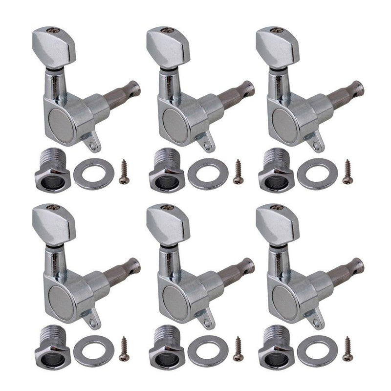 BQLZR Chrome Guitar Tuning Pegs Machine Heads 6R Small Button