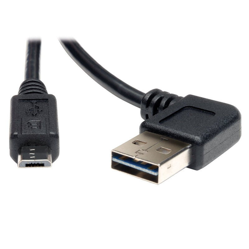 Tripp Lite Universal Reversible USB 2.0 Hi-Speed Cable (Reversible Right / Left Angle A to Micro-B M/M) 3-ft.(UR050-003-RA)