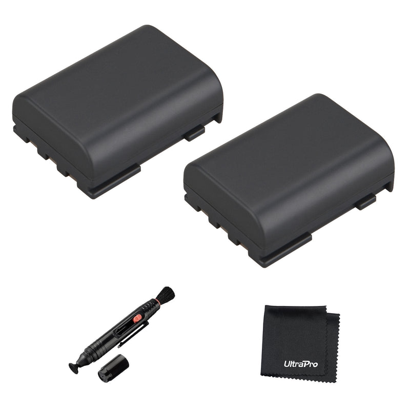 UltraPro 2-Pack NB-2LH High-Capacity Replacement Battery for Select Canon Models - Bundle Includes: Deluxe Microfiber Cleaning Cloth, Lens Cleaning Pen