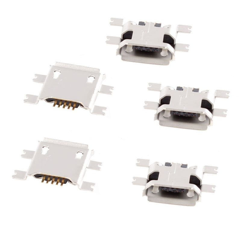 uxcell 5 Pcs Micro USB Type B Female Socket 180 Degree 5-Pin SMD SMT Jack Connector