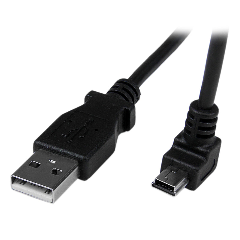 StarTech.com Down Angle Mini USB Cable - 2m - Black - USB A to Mini USB B - USB to Mini USB Cable - Mini USB Charger - USB A to Mini B (USBAMB2MD) 6 ft / 2m