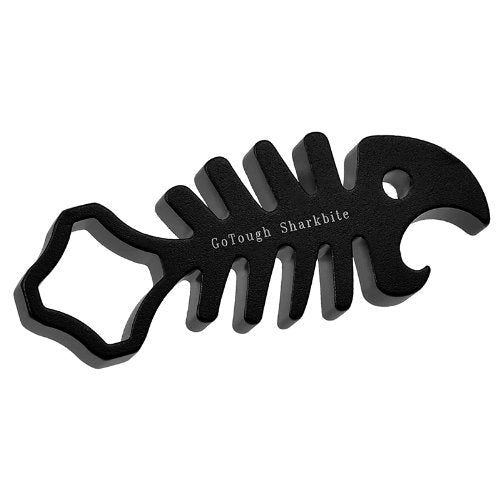 Fotodiox Pro GoTough Sharkbite - Black Aluminum Metal GoTough Wrench for Tightening GoPro Mounting Knobs, Screws and Bolts; Shark Styled Wrench with Bottle Opener