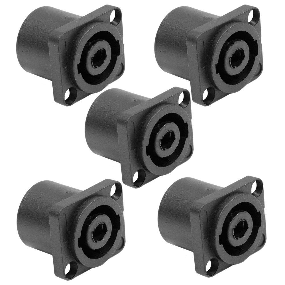 Seismic Audio - SAPT240-5Pack - 5 Pack of 4 Pole Speakon Panel Mount Connectors - Black - Fits Series D Pattern Holes Pro Audio