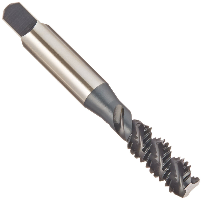 YG-1 - F4483 F4 Series Vanadium Alloy HSS Spiral Flute Tap, Steam Oxide, Round Shank with Square End, Bottoming Chamfer, 3/8"-16 Thread Size, H3 Tolerance