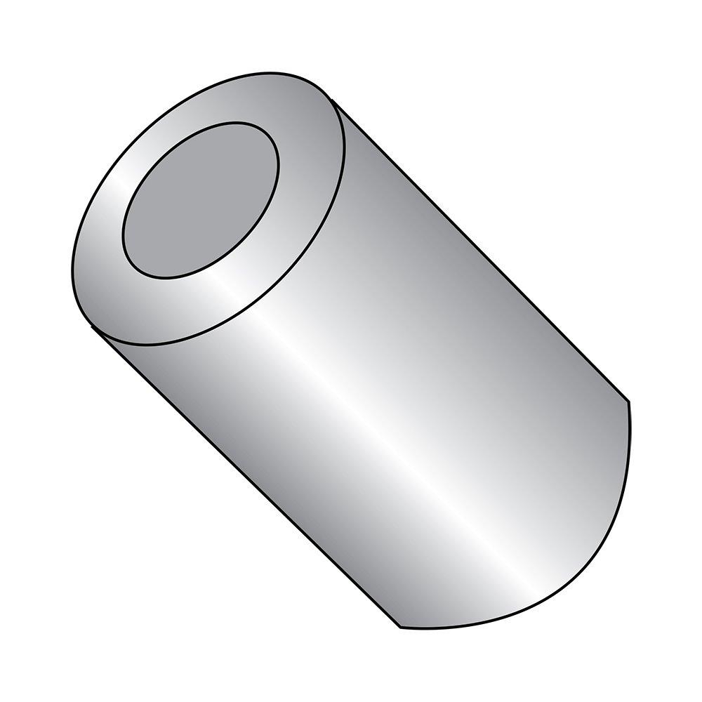 Round Spacer, Aluminum, Plain Finish, #8 Screw Size, 3/8" OD, 0.166" ID, 3/8" Length (Pack of 10)