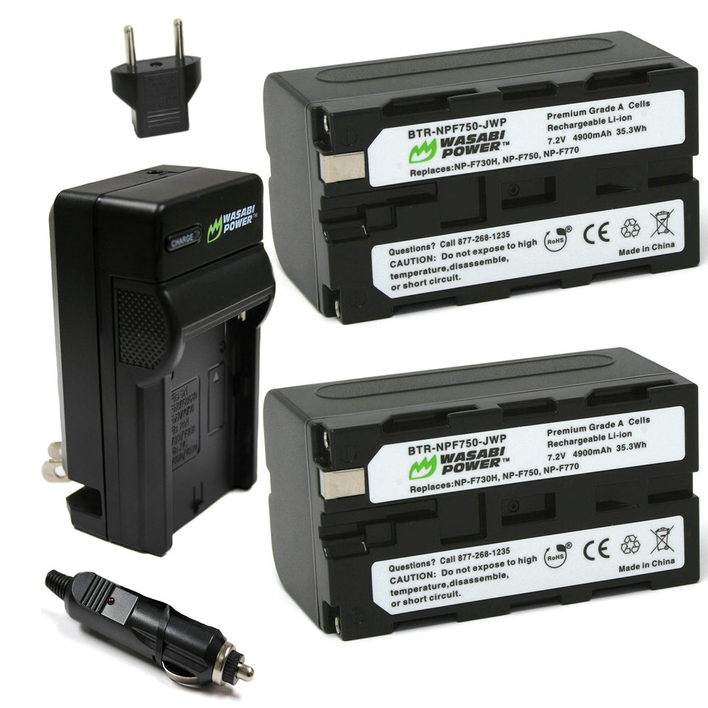 Wasabi Power Battery (2-Pack) and Charger for Sony NP-F730, NP-F750, NP-F760, NP-F770 (L Series)