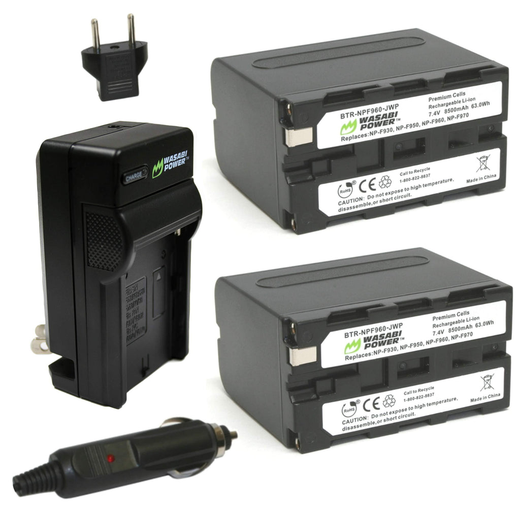 Wasabi Power Battery (2-Pack) and Charger for Sony NP-F950, NP-F960, NP-F970, NP-F975 (L Series)