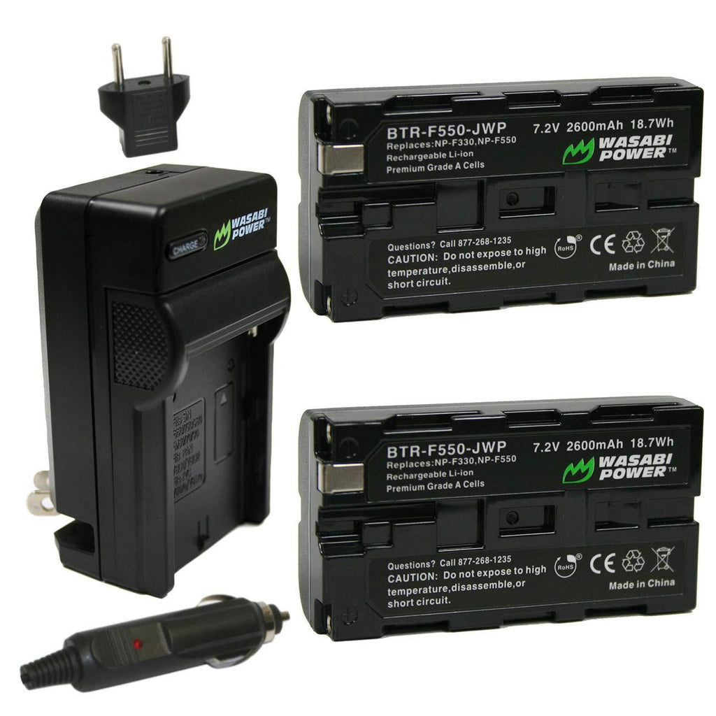 Wasabi Power Battery (2-Pack) and Charger for Sony NP-F330, NP-F530, NP-F550, NP-F570 and CN-160, CN-216, CN126 Series and Atomos Ninja V, Shinobi, Shogun 7