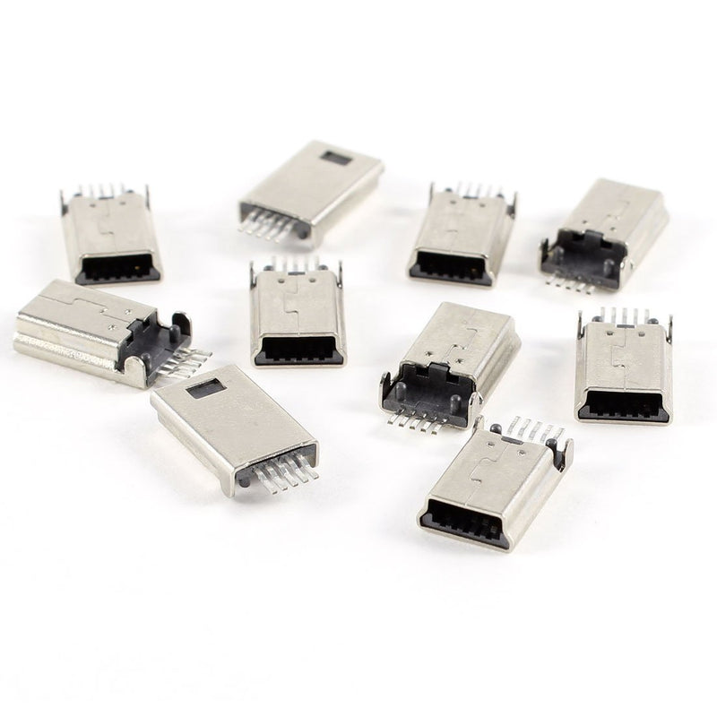 uxcell 10 Pcs Mini USB Type B Male 180 Degree 5-Pin SMD SMT Solder Jack Connector