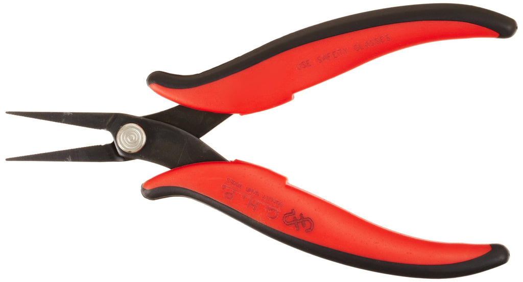 Hakko CHP PN-2005 Long-Nose Pliers, Pointed Nose, Flat Outside Edge, Serrated Jaws, 32mm Jaw Length, 1.2mm Nose Width, 3mm Thick Steel