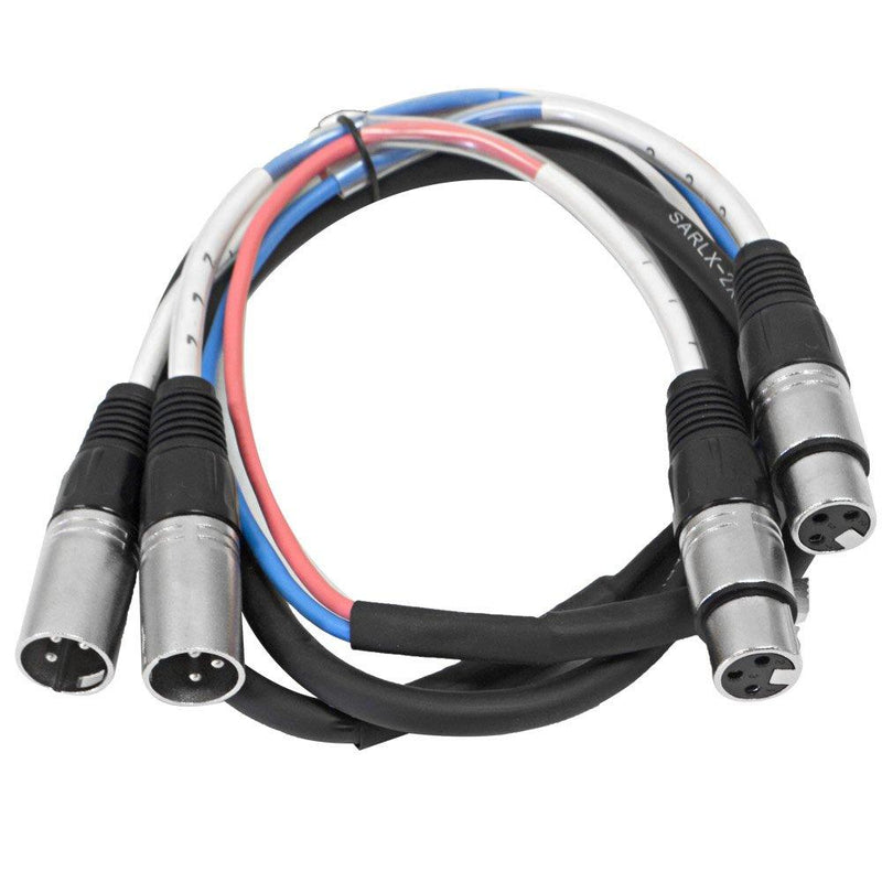 Seismic Audio - SARLX-2x5-2 Channel XLR Color Coded Multi-Patch Snake Cable 5 Feet - Pro Audio