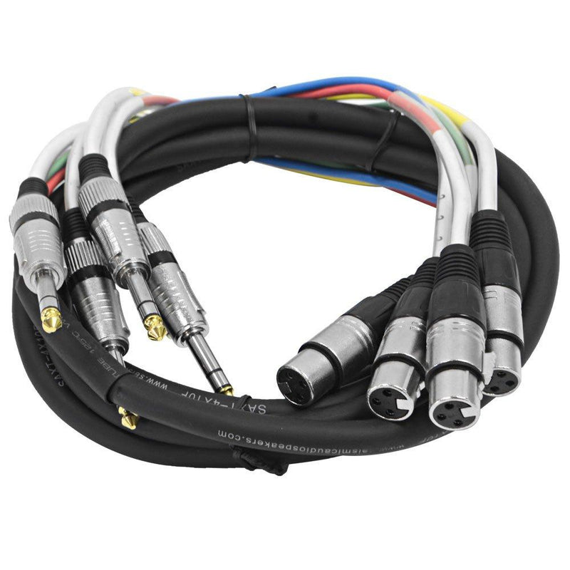 [AUSTRALIA] - Seismic Audio - SAXT-4x10F - 4 Channel 1/4" TRS to XLR Female Snake Cable - 10 Feet Long - Serviceable Ends - Pro Audio Effects Snake for Live Live, Recording, Studios, and Gigs - Patch, Amp, Mixer, 