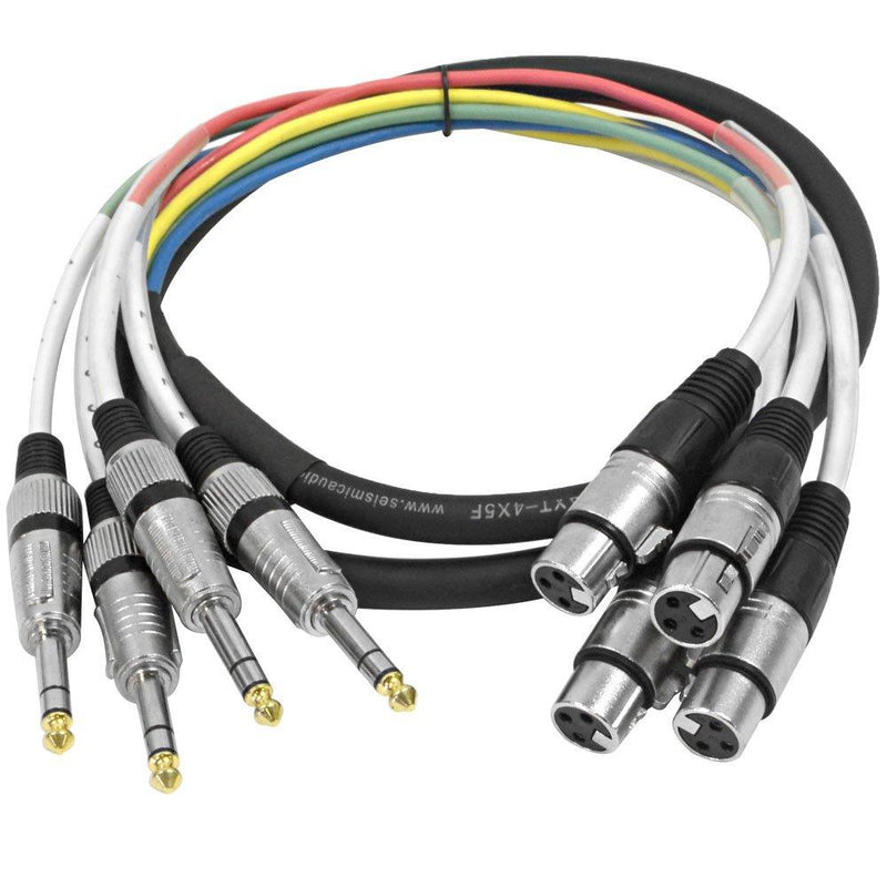 [AUSTRALIA] - Seismic Audio - SAXT-4x5F - 4 Channel 1/4" TRS to XLR Female Snake Cable - 5 Feet Long - Serviceable Ends - Pro Audio Effects Snake for Live Live, Recording, Studios, and Gigs - Patch, Amp, Mixer, 