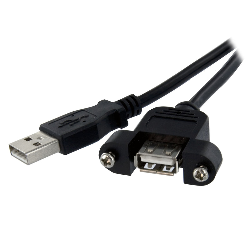 StarTech.com 3 ft Panel Mount USB Cable A to A F/M - Panel Mount USB Extension USB A-Female to A-Male Adapter Cable 3ft - USB-A (F) Port (USBPNLAFAM3)