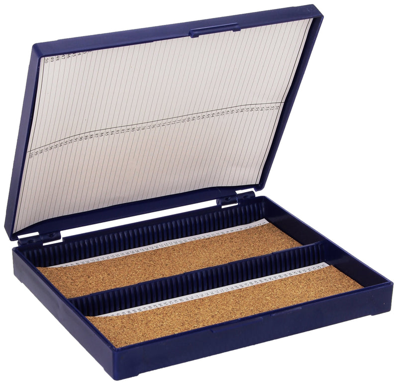 Globe Scientific 513079B ABS Plastic Cork Lined Slide Storage Box for 100 Slides, Blue