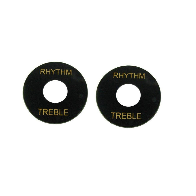 Musiclily Plastic Switch Plates Toggle Marker Switch Washer Treble Rhythm Ring, Black (Pack of 2)