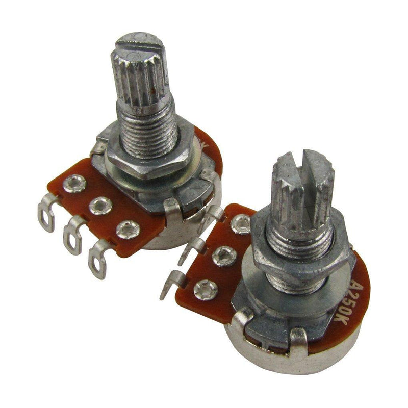 Musiclily 250K Mini Split Shaft Audio Pot Guitar Long Potentiometers for Fender Stratocaster Telecaster Guitar Bass Parts (Pack of 2) A250K