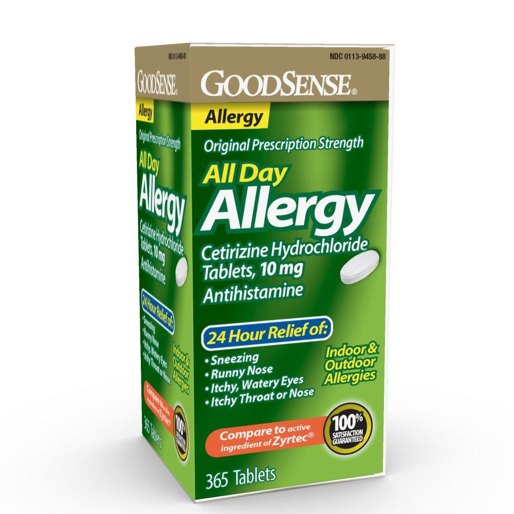GoodSense All Day Allergy, Cetirizine Hydrochloride Tablets, 10 mg, Antihistamine, 365 Count 365 Count (Pack of 1)