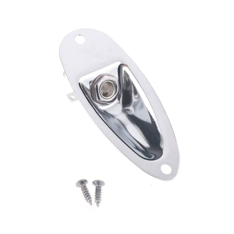 Musiclily Boat Style Loaded Jack Socket Plate and Screws, Chrome(Pack of 2)