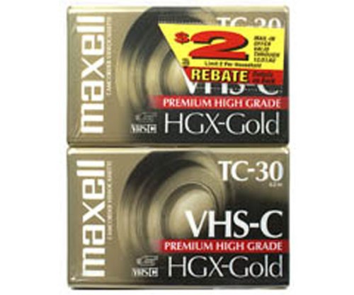 Maxell Genuine HGX-Gold Premium High-Grade VHS-C Videocassette - 2 Pack