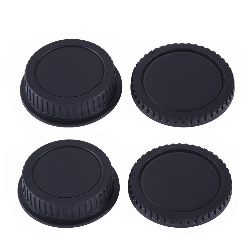2 Pack - Movo Lens Mount Cap and Body Cap for Canon EOS DSLR Camera (4 Caps)