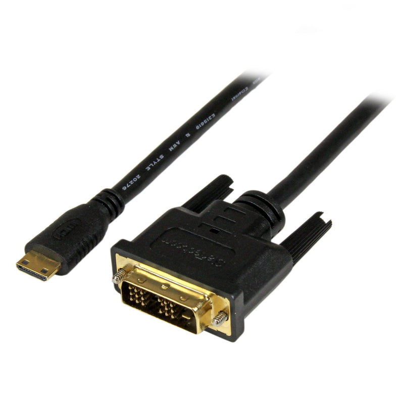 StarTech.com 2m Mini HDMI to DVI-D Cable - M/M - 2 meter Mini HDMI to DVI Cable - 19 pin HDMI (C) Male to DVI-D Male - 1920x1200 Video (HDCDVIMM2M),Black,6 ft / 2m 6 ft / 2m