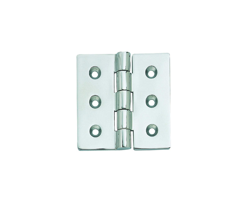 Sugatsune LSF-100 Stainless Steel 316 Butt Hinge with Holes, Mirror Finish, 6mm Leaf Thickness, 100mm Open Width, 8mm Pin Diameter, 100mm Height