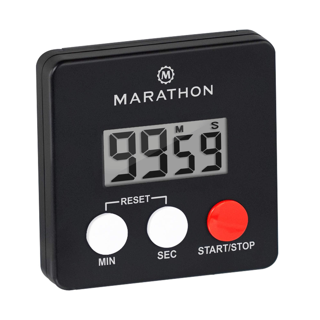 MARATHON TI080006-BK Digital Kitchen Timer with Big Digits, Loud Alarm, Magnetic Back with Clip and Stand-Black, Batteries Included Black - Single Pack