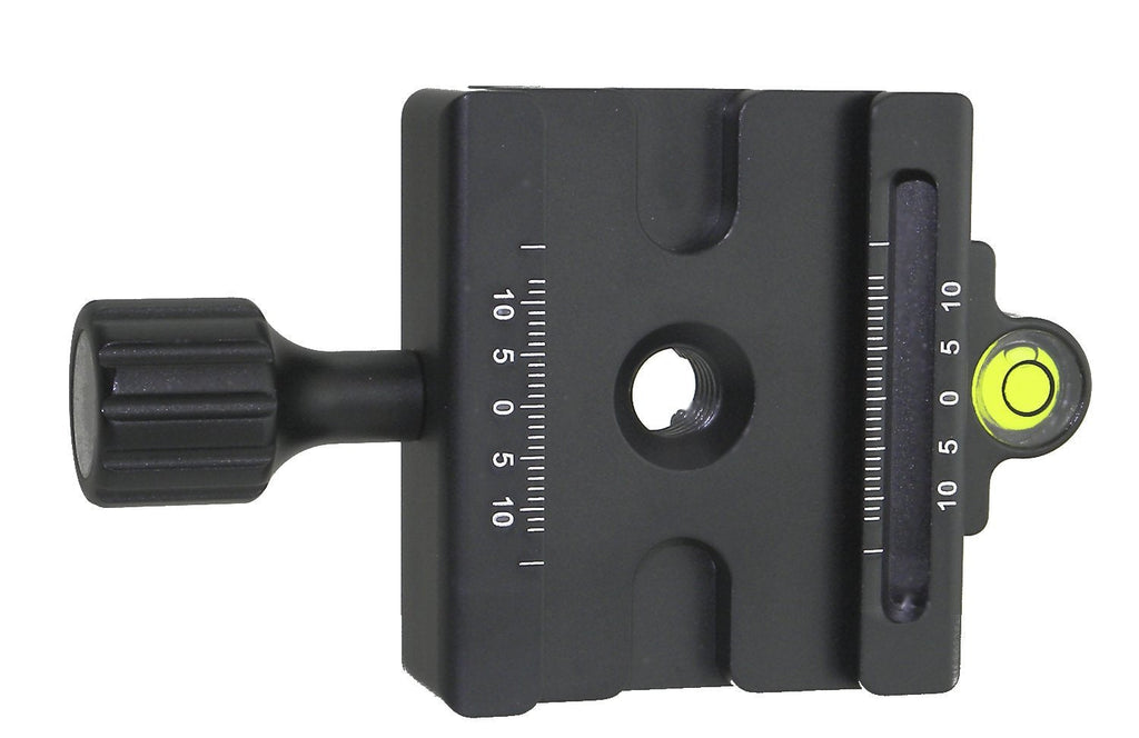 DBA-02 Desmond 60mm QR Clamp w Level Arca/Bogen 3157N Compatible 3/8" w 1/4" Adapter for Tripod Head