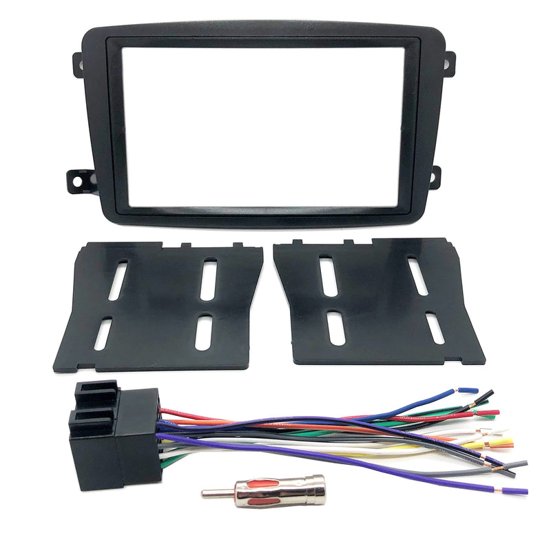 Double Din Aftermarket Radio Stereo Installation Dash Kit + Wire Harness & Antenna Adapter Fits 2001-2004 C Class 2002-2004 G Class