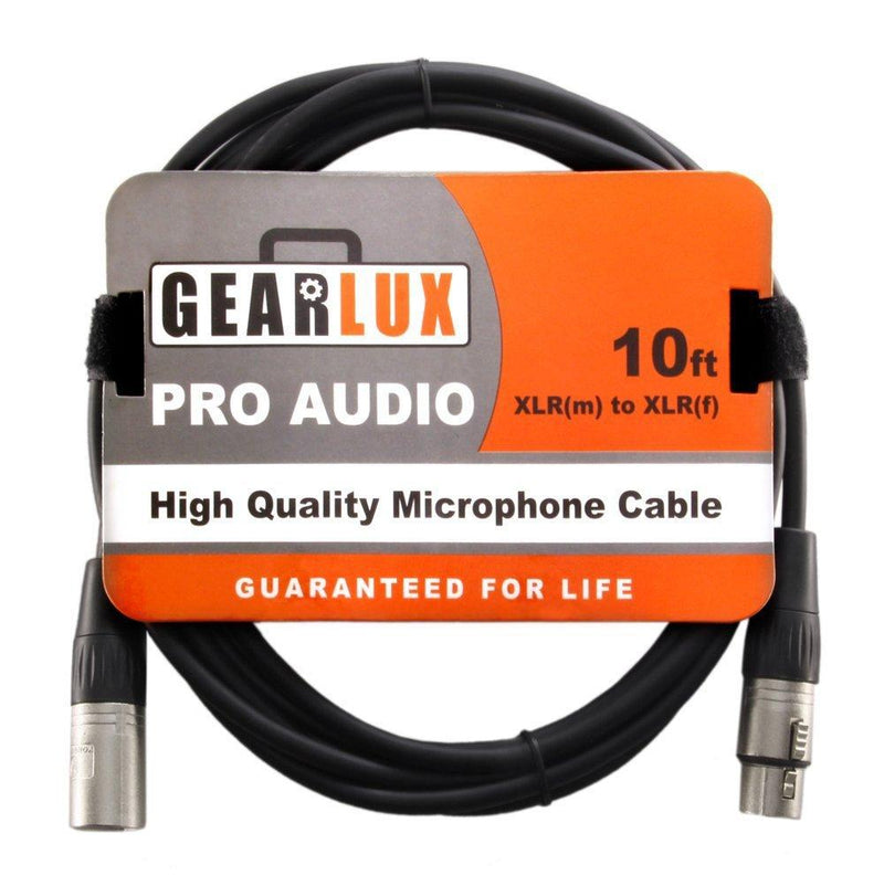 Gearlux XLR Microphone Cable Male to Female 10 Ft Fully Balanced Premium Mic Cable - 10ft 1 Pack