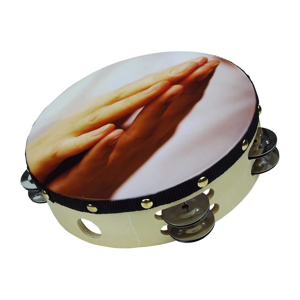 10" Praying Hands Double Row Jingles Percussion Tambourine for Church