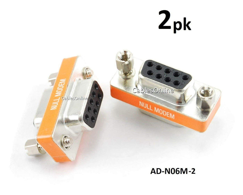 CablesOnline DB9 Null Modem Female to Female Slimline Data Transfer Adapter/Gender Changer, (2-Pack) (AD-N06M-2)