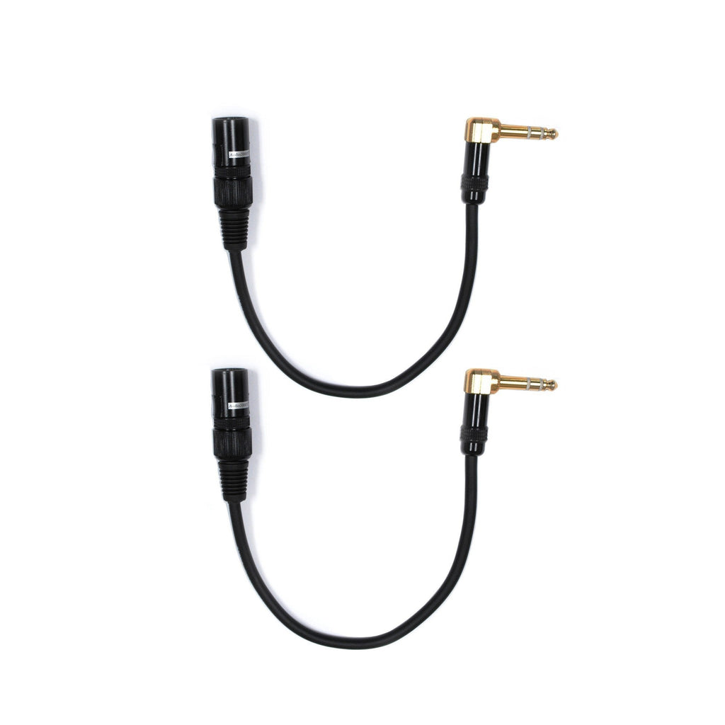 [AUSTRALIA] - Audio2000's C14001P2 1 Ft 1/4" TRS Right Angle to XLR Male Cable (2 Pack) 1 Ft 2 Pack 