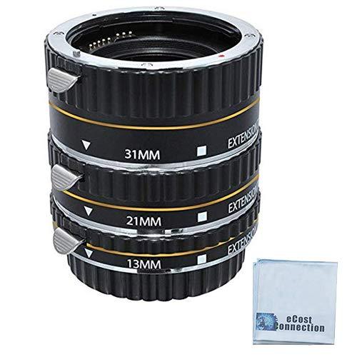 eCostConnection Auto-Focus Macro Extension Tube Set for Canon 5D Mark II, Mark III, 6D, 70D, 7D, 60D, Rebel T2i, T3i, T4i, T5i, SL1 Cameras & Microfiber Cloth Extension Tubes for Canon