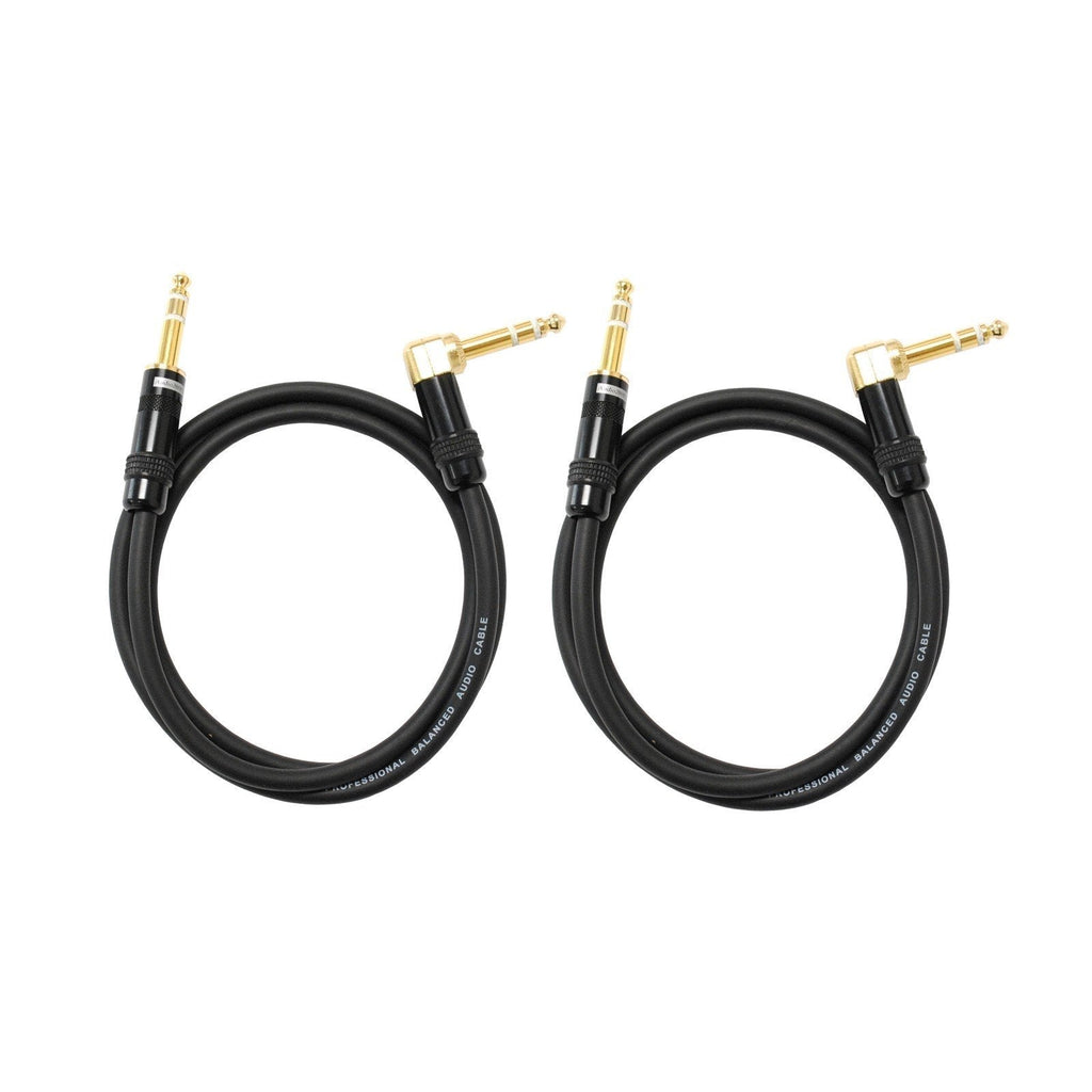 [AUSTRALIA] - Audio2000's C26003P2 3 Ft 1/4 Inch TRS Right Angle to TRS Patch Cable (2 Pack) 