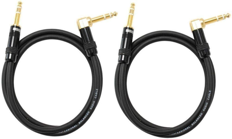 [AUSTRALIA] - Audio2000's C26006P2 Microphone Cable (2-Pack), Copper Shield Balanced Cable, 1/4" TRS Right Angle to TRS Connector, 6 Feet Length, Gold Platted Connector, Flexible Ultra Soft Rubber Jacket 